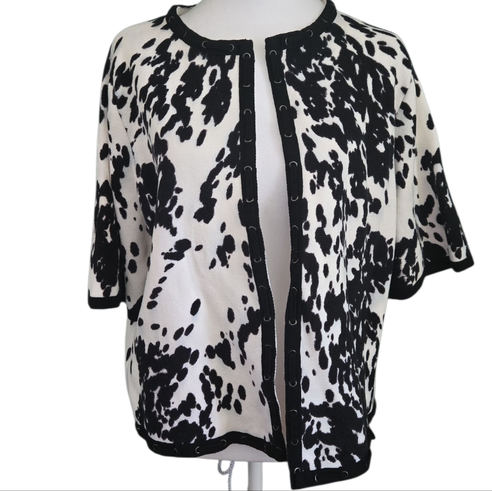 Chico's Black and White Open Front Women's Cardigan
